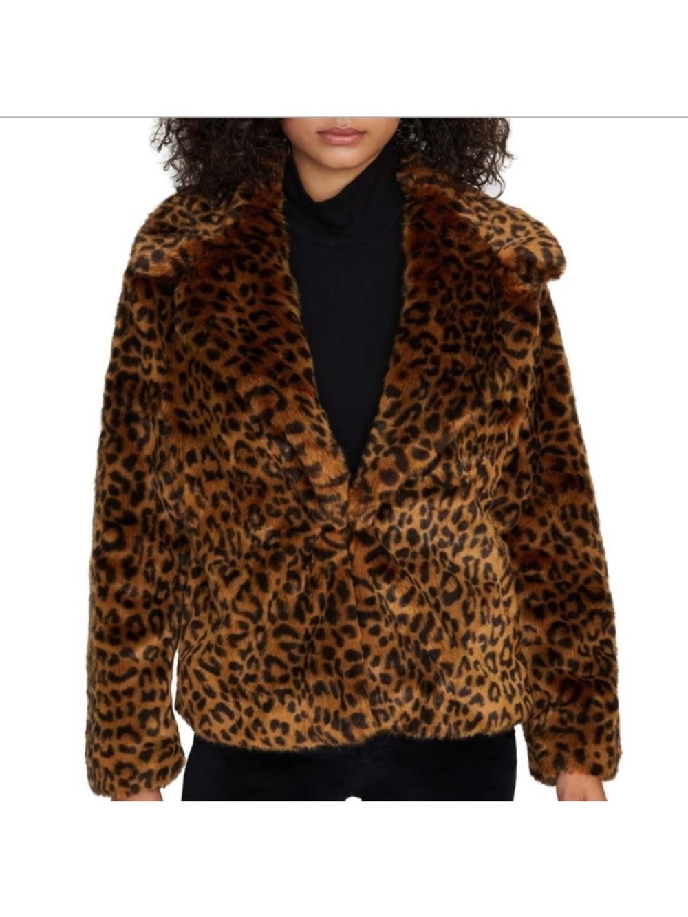 Sanctuary Over the Rainbow Faux Fur Leopard Animal Print Coat Mob Wife Med NEW
